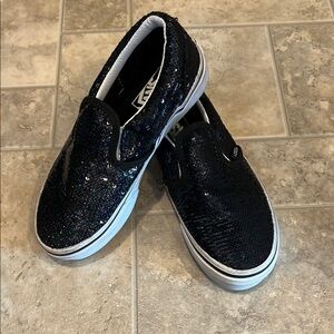 Vans Black Sequin Slip-On Shoes